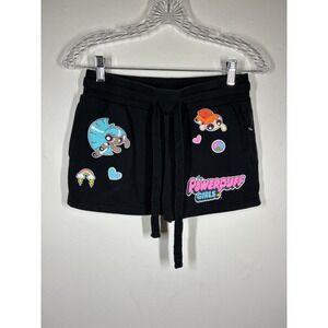 Cartoon Network Powerpuff Girls Black Graphic Shorts XS Drawstring Stretchy